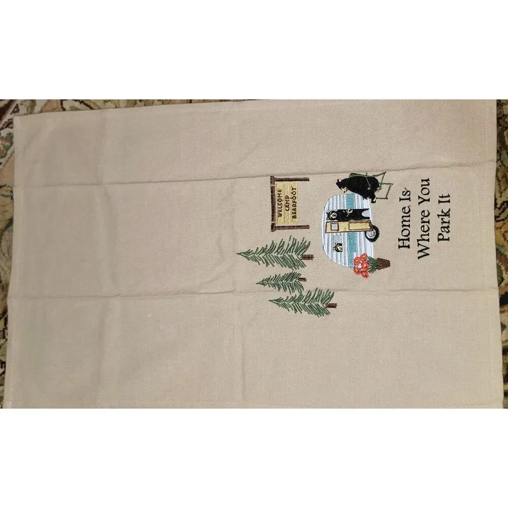 Embroidered RV Camper Dish/ Tea Towel Black Bears Smokies *NEW Home is Where You